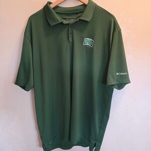 Columbia Golf Mens XXL Green Ohio Bobcats Polo‎ Shirt Omni Wick Athletic